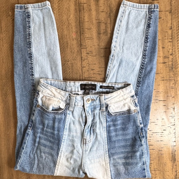 Kendall+ Kylie the ultra Babe Skinny High Rise Two-Tone Blue Jeans 5/27 Cotton - Picture 3 of 9